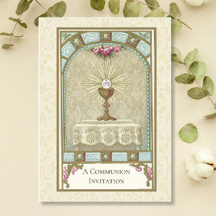 Vintage Católico Primeiro Convite Comunitário Sagr