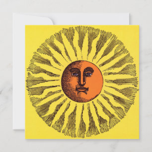 Vintage Celestial Amarelo Sorriso Feliz Hippie Sun
