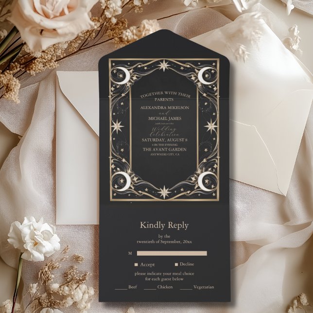 Vintage Celestial Moon Stars Casamento (Criador carregado)