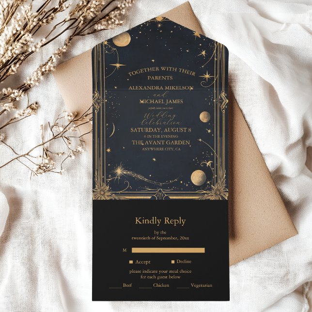 Vintage Celestial Moon Stars Casamento (Criador carregado)