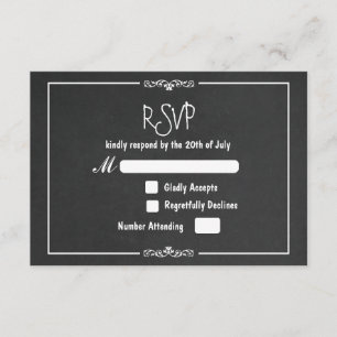 Vintage Chalk Ornament Weding RSVP Convite