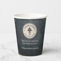 Vintage Chalkboard Company Logo Paper Café Cups