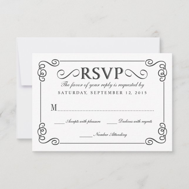 Vintage Chalkboard Elegant Wedding RSVP (Frente)