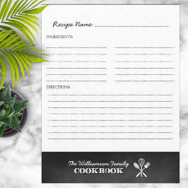 Vintage Chalkboard Family Cookbook Binder Inserir