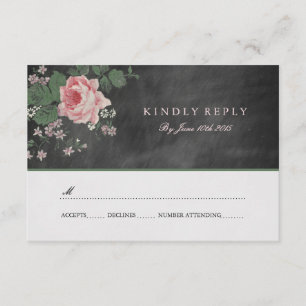 VINTAGE CHALKBOARD FLOWING RSVP INVIIZAÇÕES