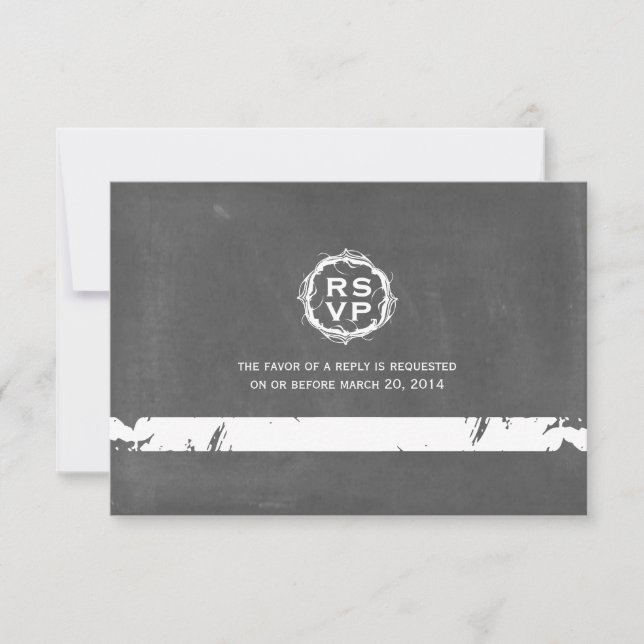 Vintage Chalkboard Inspirou RSVP de Casamento (Frente)