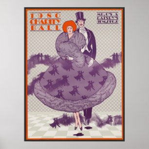 Vintage Charity Ball Advertisement Poster