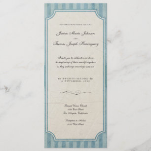 Vintage Charm Blue Monogramas Convites de Casament
