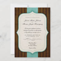 Vintage Charm Brown Blue Convites de casamento