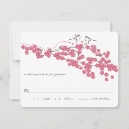 Vintage Cherry Blossom Chickadee Wedding RSVP
