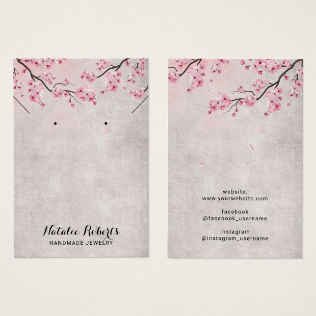 Vintage Cherry Blossom Floral Earração (Frente & Verso)