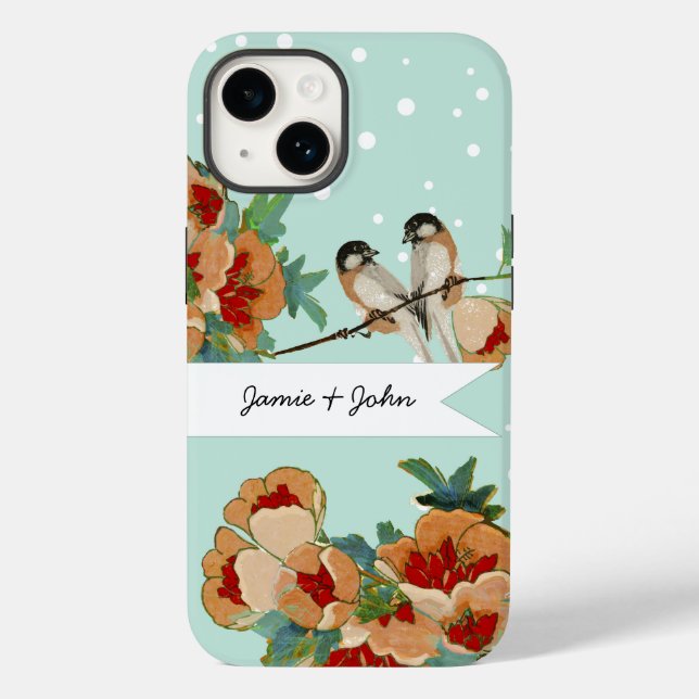Vintage Cherry Blossom Love Bird Peach (Verso)