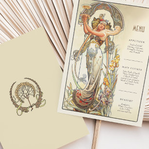 Vintage Chic Art Nouveau Cartão de Menu de Casamen