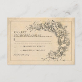 Vintage chic Weding RSVP com flores