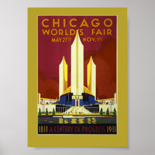 Vintage Chicago 1933 World Fair Poster de viagens