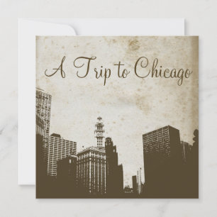Vintage Chicago Skyline Trabalho de arte Convite