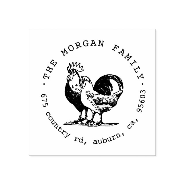 Vintage Chicken ⎥ Endereço de Retorno Carimbo (Impressão)