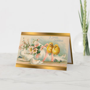 Vintage Chickens Páscoa Cartões de Feriado Dobra