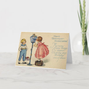Vintage Children Glad Cartões de aniversários Card