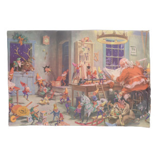 Vintage Christmas, Santa Claus with Elves Workshop