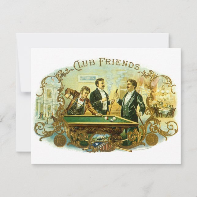 Vintage Cigar Label Art, Club Friends Convite (Frente)