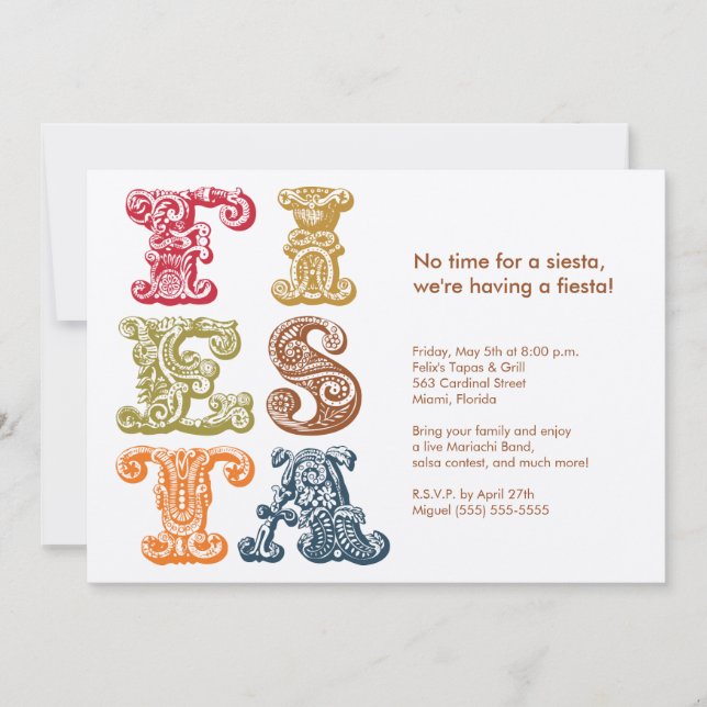 Vintage Cinco de Mayo Fiesta Convite (Frente)