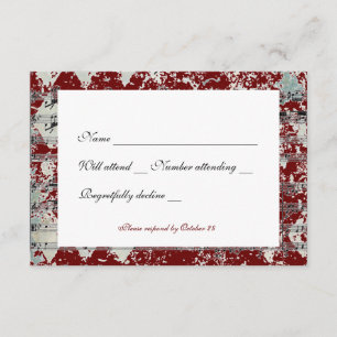 Vintage Cinza Red Chevron Music rsvp com envelopes