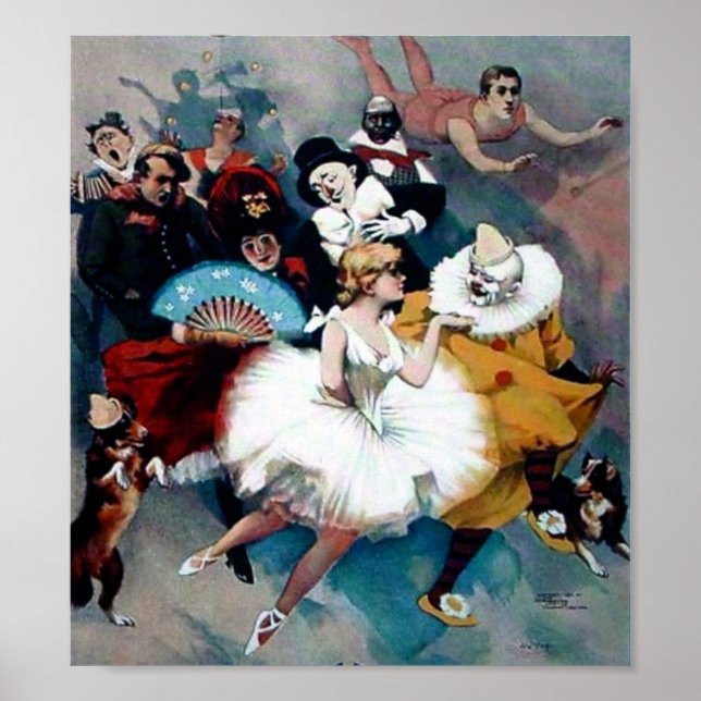 Vintage Circus Ballerina Clown poster (Frente)