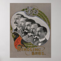 Vintage Circus Poster Dos Cinco Irmãos