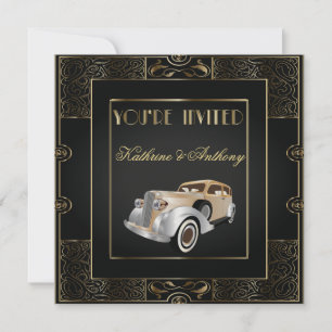 Vintage Clássica Gatsby Style Convite Para Casamen