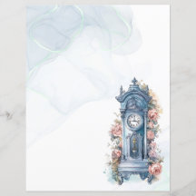 Vintage Clock Com Papel de carta De Flores