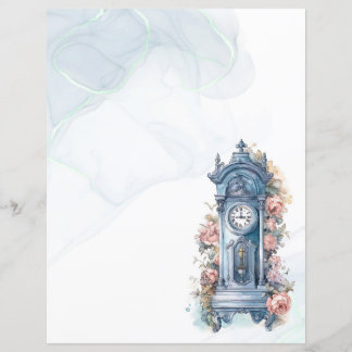 Vintage Clock Com Papel de carta De Flores