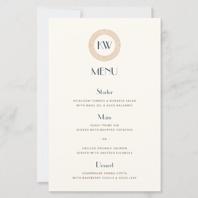 Vintage Coastal Retro Sunset Deco Wedding Menu (Frente)