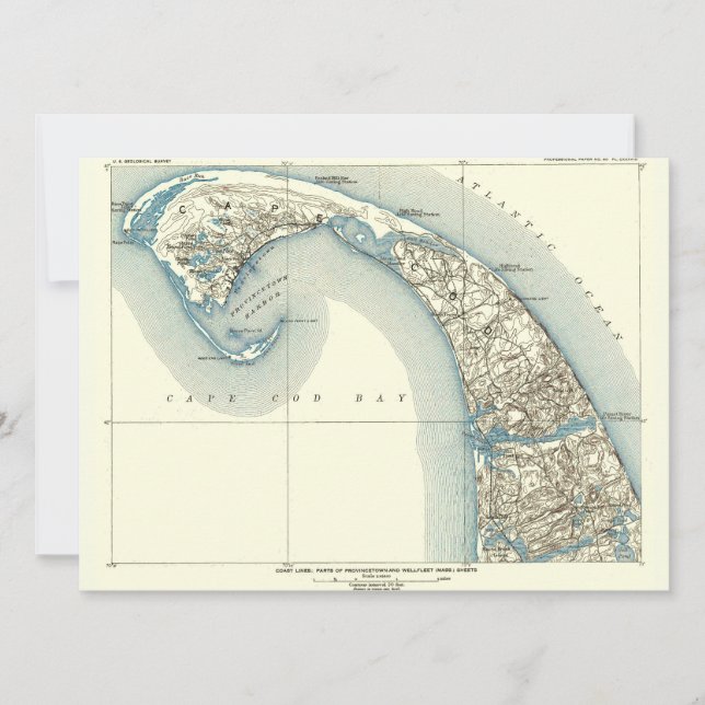 Vintage Coastal Survey Map Chart Provincetown (Frente)