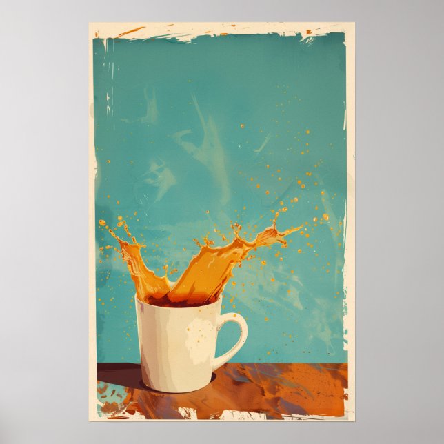 Vintage Coffee Splash Poster (Frente)