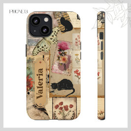 Vintage Collage Decoupage Floral Taxedo Cat