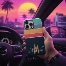 Vintage COlorful Stripe monograma simples