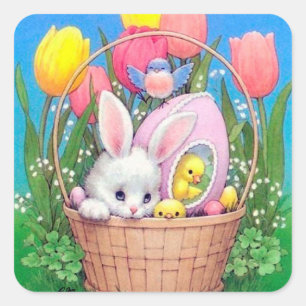 Vintage com adesivo de Feriado do Coelhinho do Esa