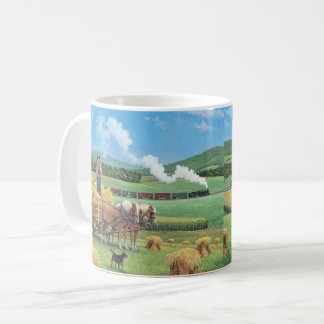 Vintage, comboio a vapor, caneca paisagística