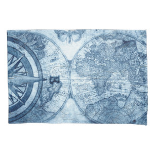 Vintage Compass Gráfico náutico Azul Grunge