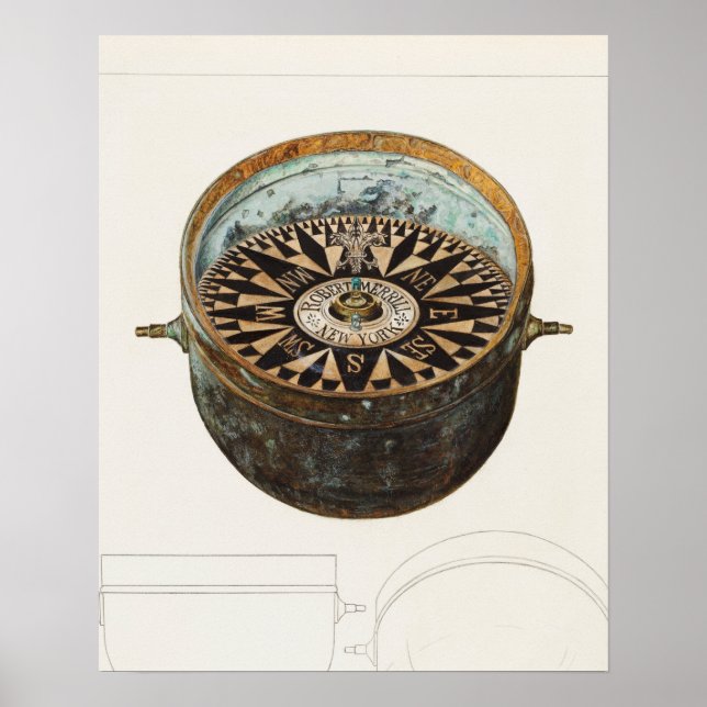 Vintage Compass Poster (Frente)