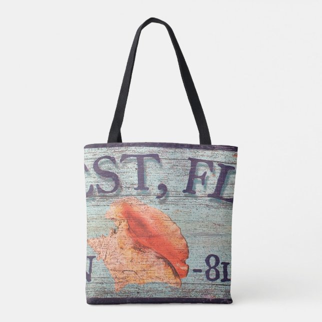 Vintage Conch Shell Key West Tote Bag (Verso)