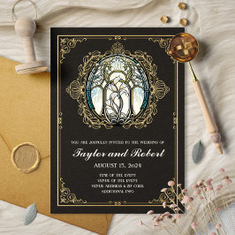 Vintage Convite Art Nouveau Vidro Contido