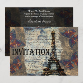 Vintage convite para casamento parisiense