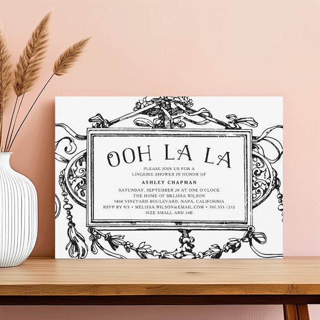 Vintage - Convite para Chás Barroco de Lingerie (Criador carregado)