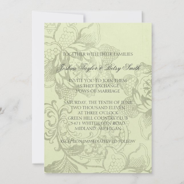 Vintage - Convites De Casamento Floral (Verso)