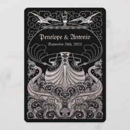 Vintage Convites Náuticos para Casamento de Folhas