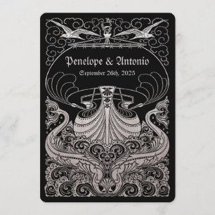 Vintage Convites Náuticos para Casamento de Folhas