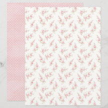 Vintage Coquette Rose Floral Scrapbook Paper Sheet
