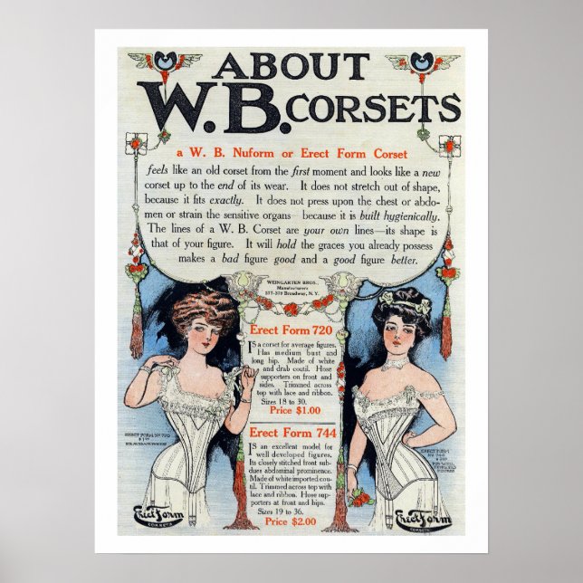 Vintage Corset Ad Impressão 4 Poster (Frente)